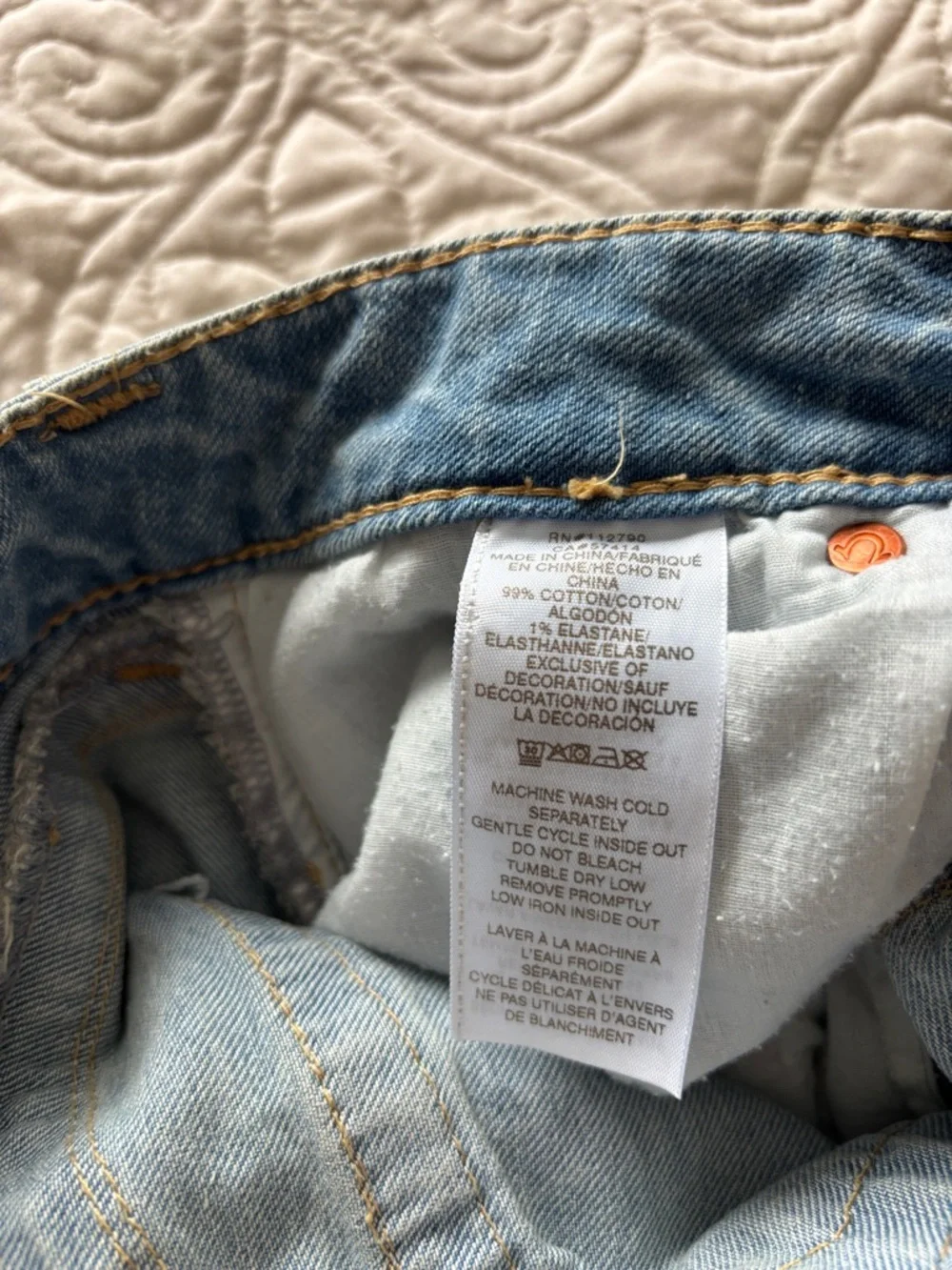 True Religion Light Blue Denim Jeans with Orange Button Accents - Picture 4 of 6